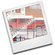 3d section, cut through, vertical section rendering