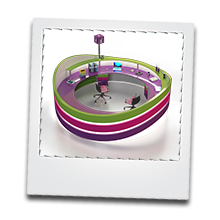 info desk and exibition stand design, 3d rendering and visualisation